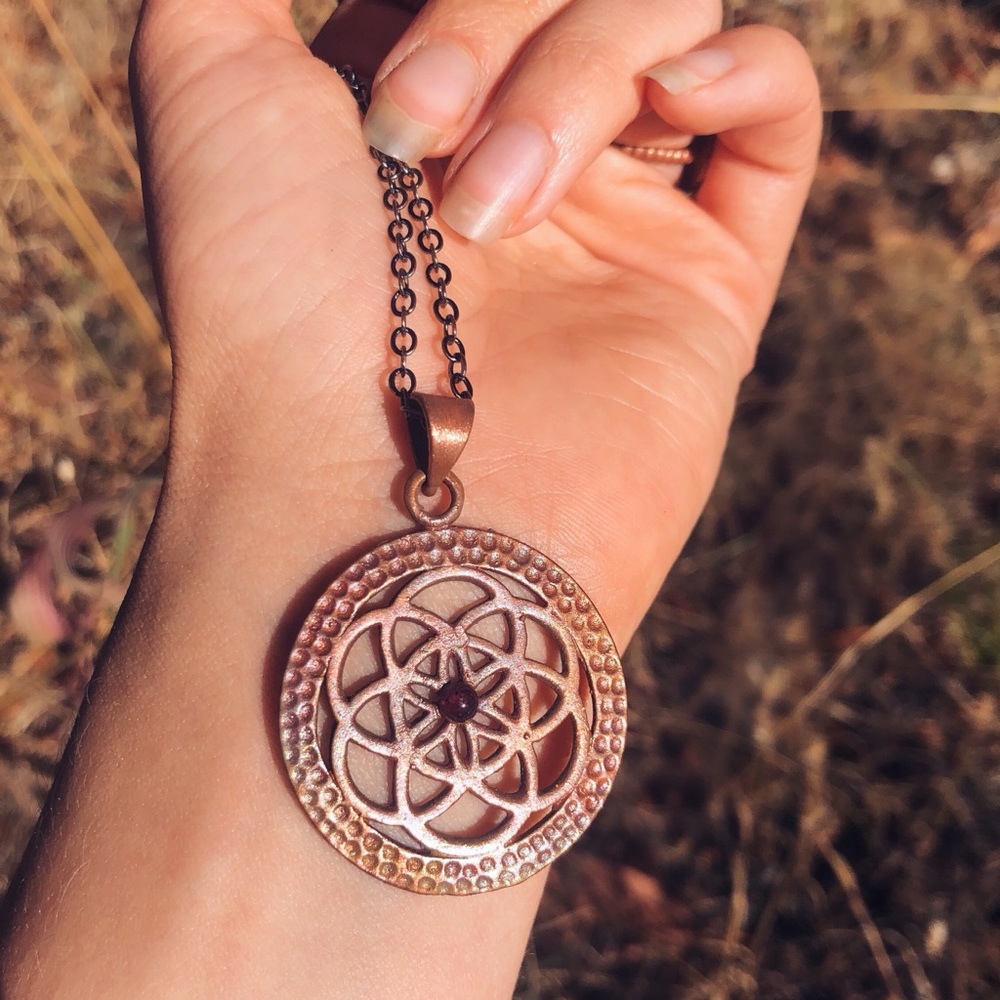•sold• of life garnet crystal necklace handmade